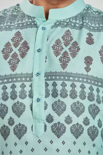 Blue hand block printed kurta  viscos kurta payjama etnic wear / festive wear