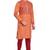 Orange hand block printed kurta with embroidery viscos kurta payjama ethnic wear / festive wear