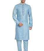 Blue hand block printed kurta with embroidery viscos kurta payjama etnic wear / festive wear