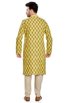 Green hand block printed kurta viscos kurta payjama etnic wear / festivce wear 2
