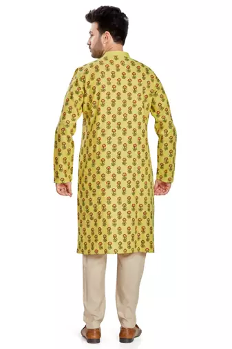 Green hand block printed kurta viscos kurta payjama etnic wear / festivce wear