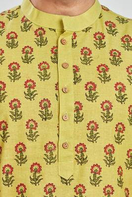 Green hand block printed kurta viscos kurta payjama etnic wear / festivce wear 5