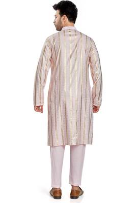 Baby pink hand block golden foil printed kurta viscos kurta payjama etnic wear / festive wear 2