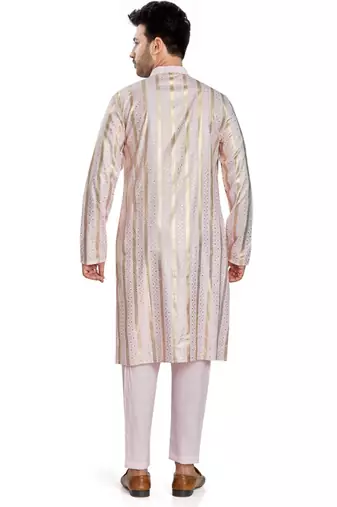 Baby pink hand block golden foil printed kurta viscos kurta payjama etnic wear / festive wear