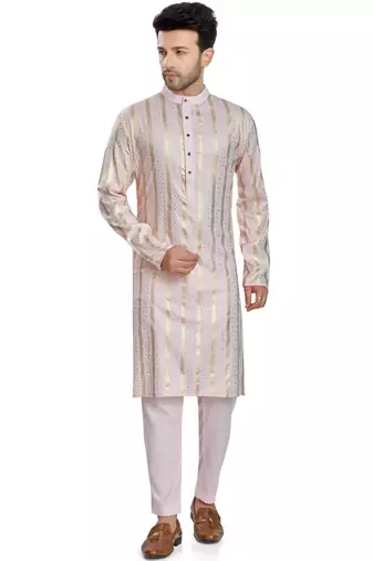 Baby pink hand block golden foil printed kurta viscos kurta payjama etnic wear / festive wear