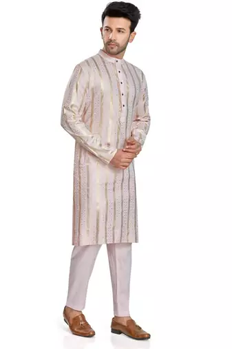 Baby pink hand block golden foil printed kurta viscos kurta payjama etnic wear / festive wear
