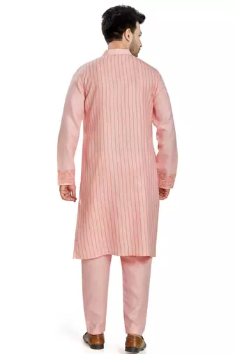 Pink hand block printed kurta with embroidery viscos kurta payjama etnic wear / festive wear