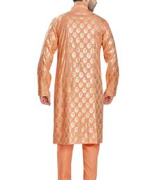 Orange hand block silver foil printed viscos kurta payjama etnic wear / festive wear