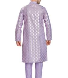 Purple hand block silver foil printed viscos kurta payjama entic wear / festive wear