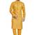 Yellow hand block golden foil printed viscos kurta payjama etnic wear / festive wear