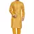 Yellow hand block golden foil printed viscos kurta payjama etnic wear / festive wear
