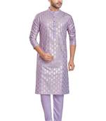 Purple hand block silver foil printed viscos kurta payjama entic wear / festive wear