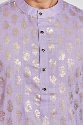 Purple hand block silver foil printed viscos kurta payjama entic wear / festive wear 5