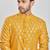 Yellow hand block golden foil printed viscos kurta payjama etnic wear / festive wear