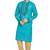 Blue hand block printed kurta with embroidery viscos kurta payjama etnic wear / festive wear