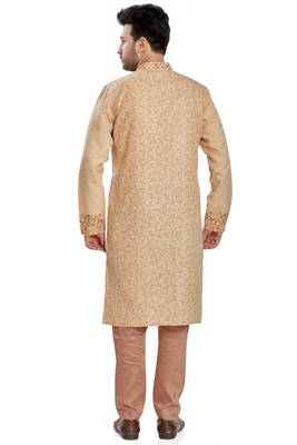 Coffee brown hand bl;ock printed kurta with embroidery viscos kurta payjama etnic wear / festive wear 2