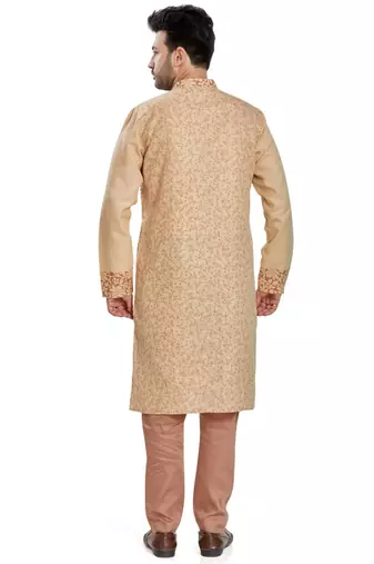Coffee brown hand bl;ock printed kurta with embroidery viscos kurta payjama etnic wear / festive wear
