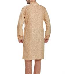 Coffee brown hand bl;ock printed kurta with embroidery viscos kurta payjama etnic wear / festive wear