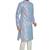 Light Blue hand block silver foil print viscos kurta payjama etnic wear / festive wear