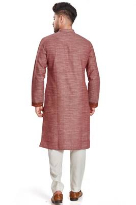 Pink with texture fabric and embroidered kurta payjama etnic wear / festive wear 2