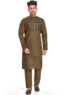 Brown hand block printed kurta viscos kurta payjama etnic wear / festive wear 1