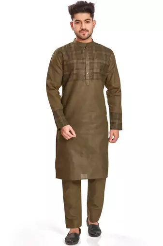 Brown hand block printed kurta viscos kurta payjama etnic wear / festive wear