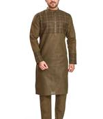 Brown hand block printed kurta viscos kurta payjama etnic wear / festive wear