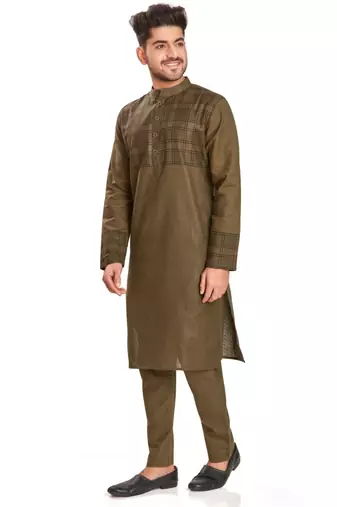 Brown hand block printed kurta viscos kurta payjama etnic wear / festive wear