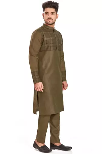 Brown hand block printed kurta viscos kurta payjama etnic wear / festive wear
