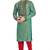 Green hand block printed kurta with embroidery viscos kurta payjama etnic wear / festive wear