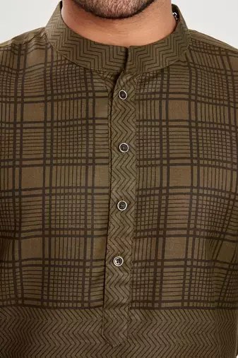 Brown hand block printed kurta viscos kurta payjama etnic wear / festive wear