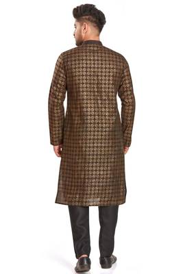 Brown hand block printed golden foil kurta viscos kurta payjama etnic wear / festive wear 2