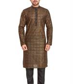 Brown hand block printed golden foil kurta viscos kurta payjama etnic wear / festive wear