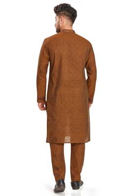 Brown  hand block printed kurta with embroidery viscos kurta payjama etnic wear / festive wear 2