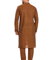 Brown  hand block printed kurta with embroidery viscos kurta payjama etnic wear / festive wear