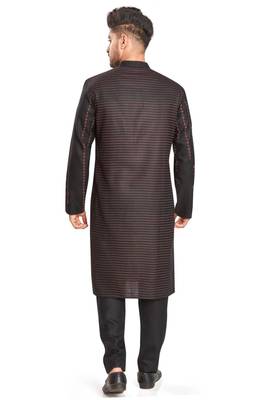Black hand block printed kurta with embroidery viscos kurta payjama etnic wear / festive wear 2