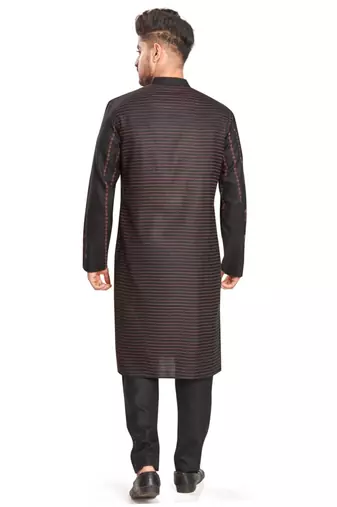 Black hand block printed kurta with embroidery viscos kurta payjama etnic wear / festive wear