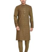 Olive green hand block printed kurta with embroidery viscos kurta payjama etnic wear / festive wear