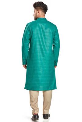 Emberald green hand block kurta with embroidery viscos traditional kurta payjama etnic wear / festive wear 2