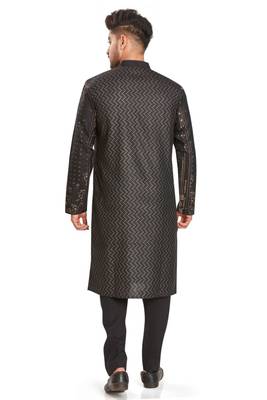 Black hand block printed golden foil kurta viscos kurta payjama etnic wear / festive wear 2