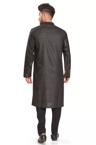 Black hand block printed golden foil kurta viscos kurta payjama etnic wear / festive wear