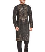 Black hand block printed golden foil kurta viscos kurta payjama etnic wear / festive wear