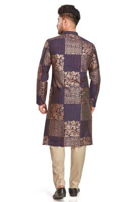 Purple hand block kurtra viscos traditional kurta payjama etnic wear / festive wear 2