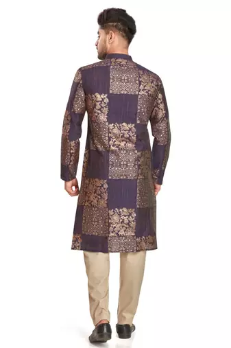 Purple hand block kurtra viscos traditional kurta payjama etnic wear / festive wear