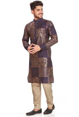 Purple hand block kurtra viscos traditional kurta payjama etnic wear / festive wear 3