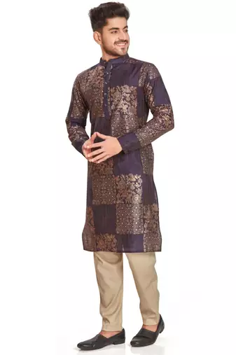 Purple hand block kurtra viscos traditional kurta payjama etnic wear / festive wear