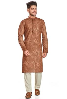 Brown hand block print  viscos traditional kurta payjama etnic wear / festive wear 1