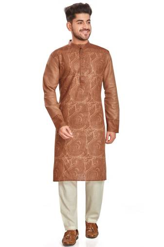 Brown hand block print  viscos traditional kurta payjama etnic wear / festive wear