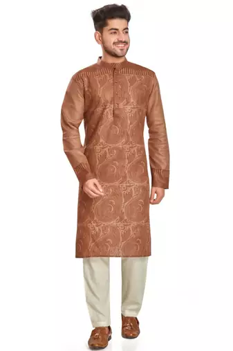 Brown hand block print  viscos traditional kurta payjama etnic wear / festive wear