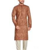 Brown hand block print  viscos traditional kurta payjama etnic wear / festive wear